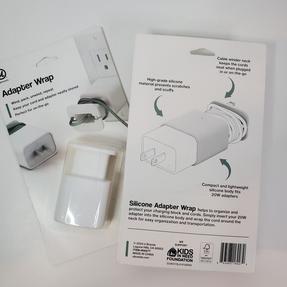 U Brand Adapter Wrap (white) Set Of 2 phone cord keeper - Picture 3 of 4